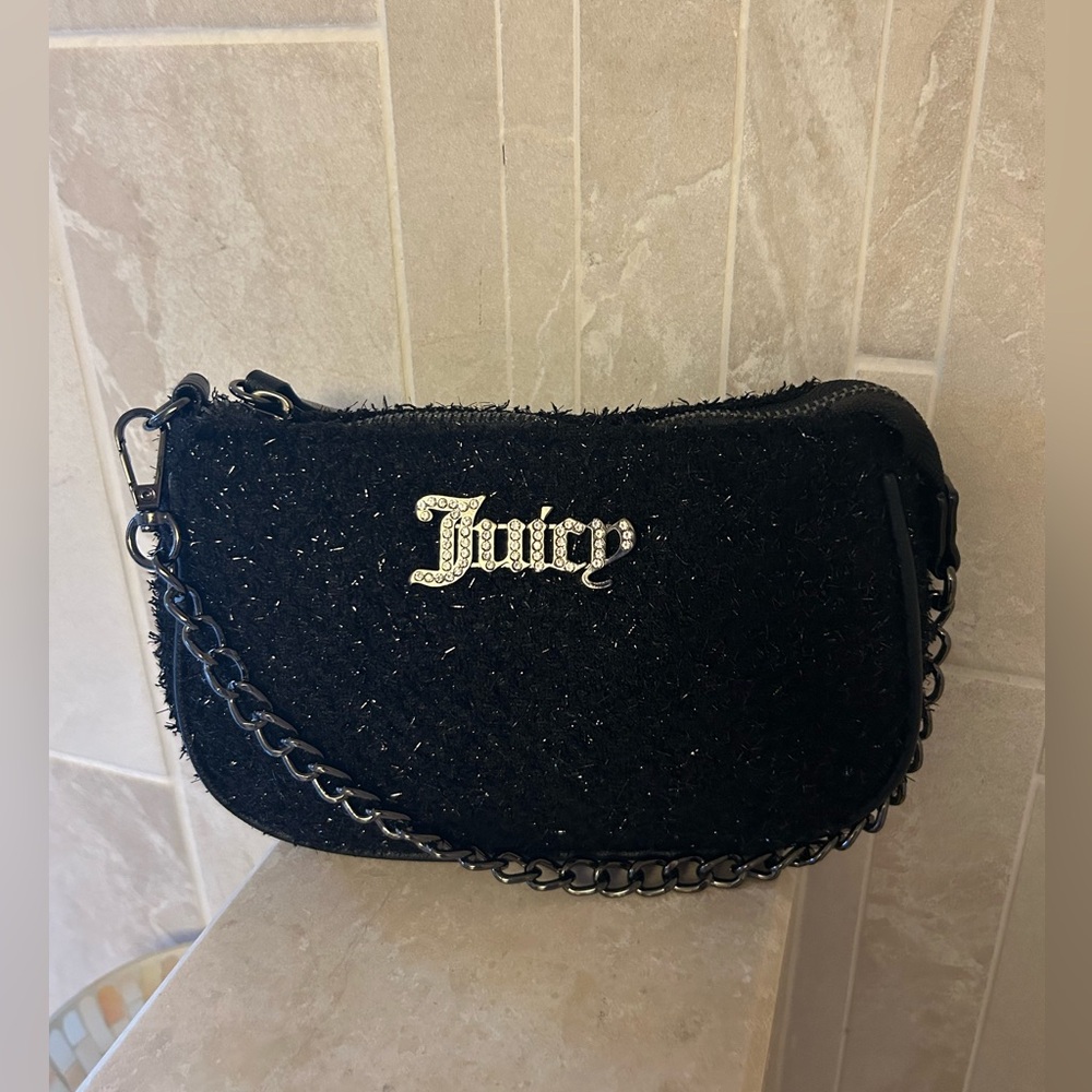 Juicy Couture Black Clutch with Metallic Logo